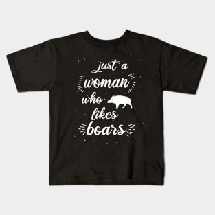 Women boar girl saying huntress Kids T-Shirt